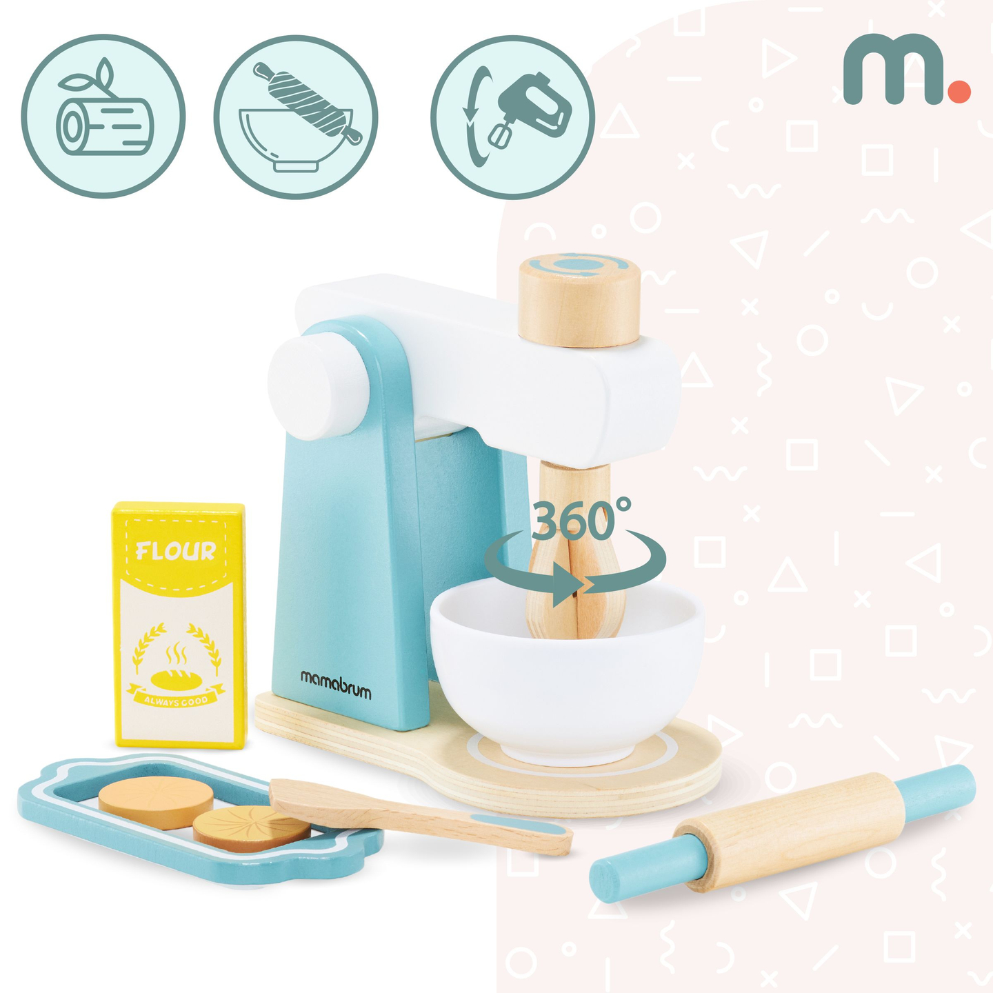 Drvena miješalica s priborom