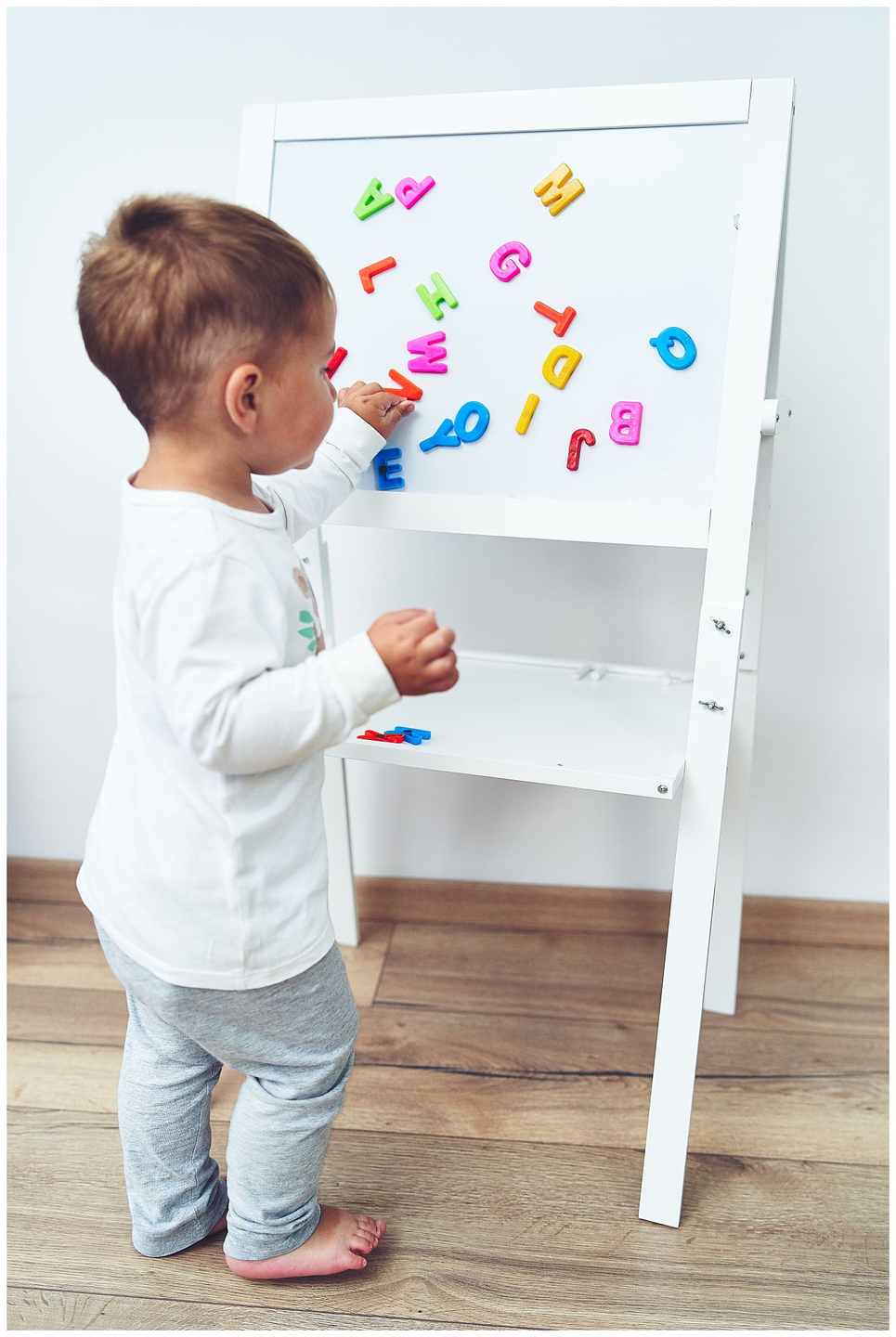 Dvostrana edukativna ploča: magnetna i kreda - suhobrisanje, drvena, dječja, sklopiva