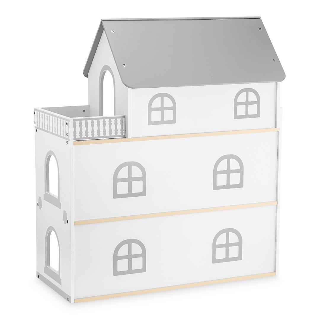 Bijela drvena kućica za lutke s terasom i dodacima