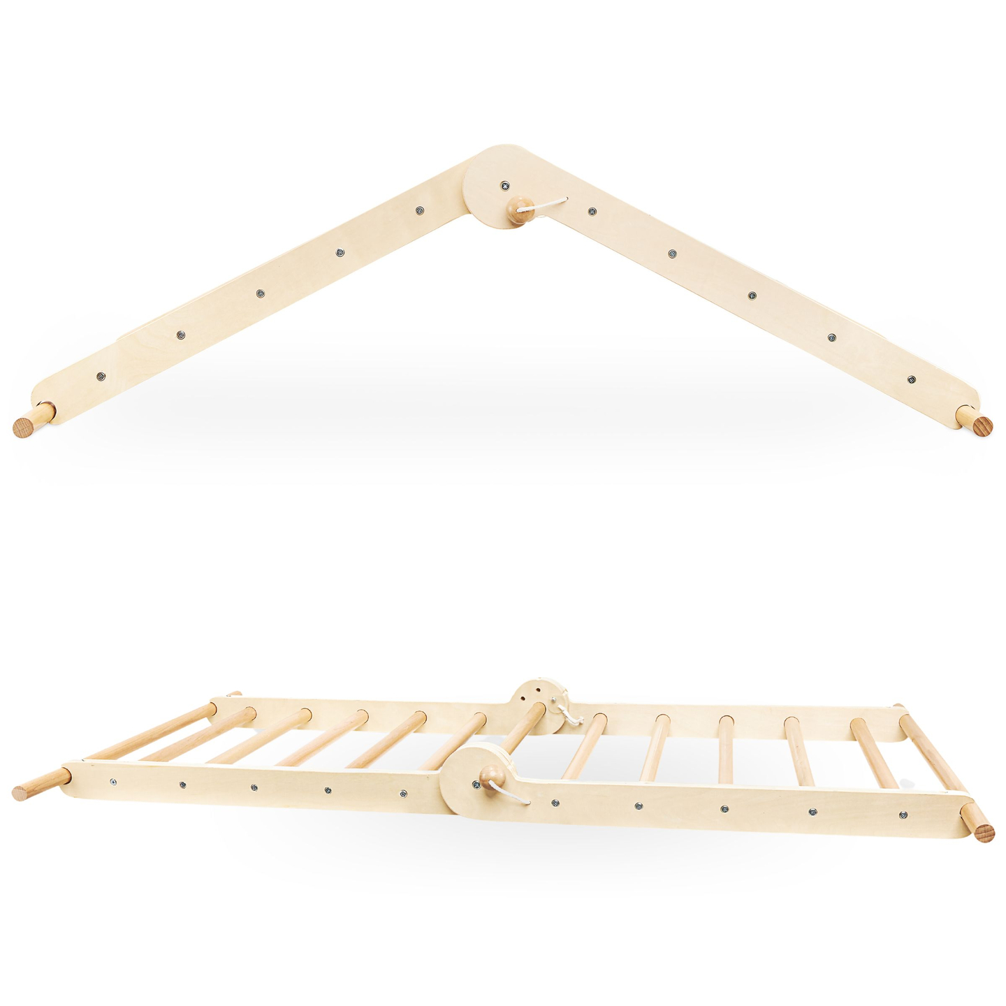 Drveno kućno igralište za djecu - ljestve + zid za penjanje + greda za ravnotežu - Piklerov trokut