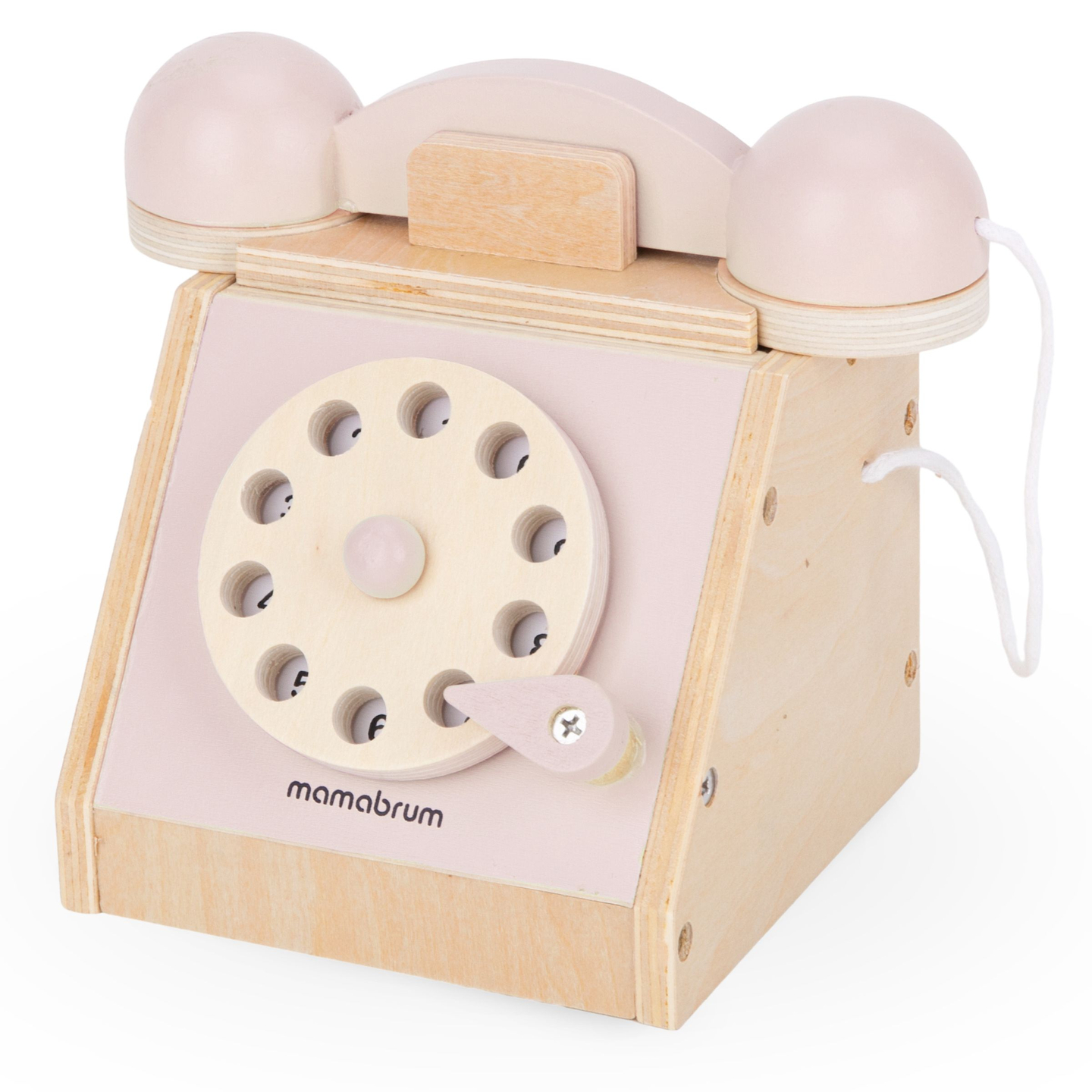 Drveni retro telefon - pastelno roza