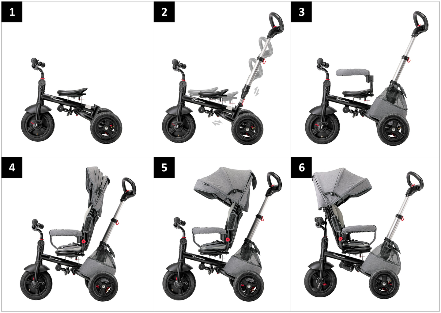 Tobi Velar tricikl + kišna navlaka - siva