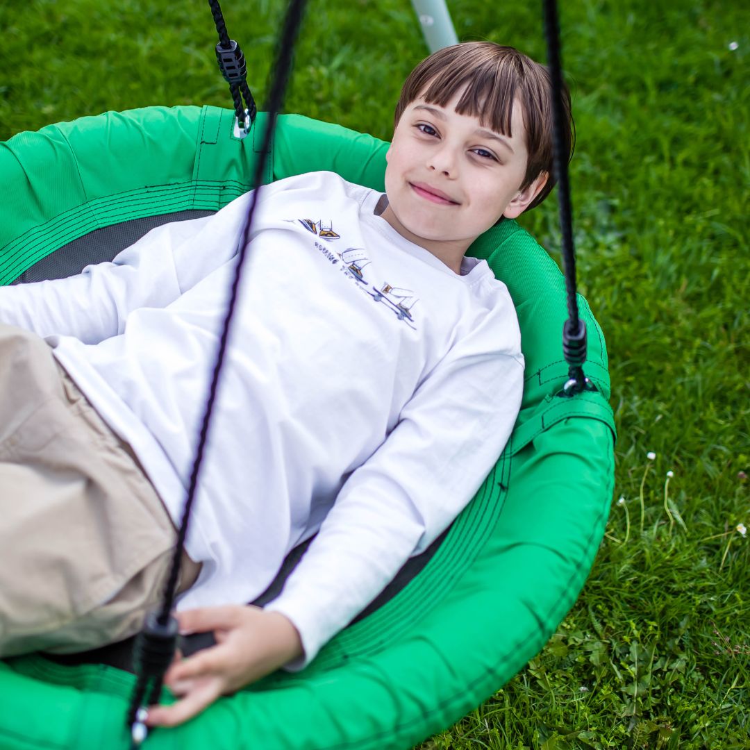 Dvostruka vrtna ljuljačka s okvirom i užadima - sjedalo i gnijezdo za rode