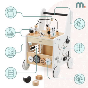 6 u 1 drvena guralica, hodalica s funkcijom edukativnog stola