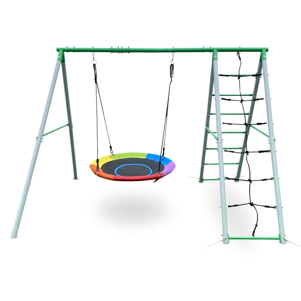 XL vrtno igralište za djecu s ljuljačkom gnijezdo roda, ljestvama i mrežom za penjanje