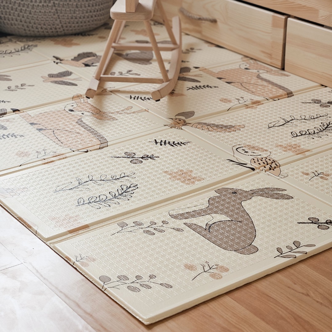 Dvostrana sklopiva pjenasta prostirka 180 x 120 x 1 cm - Magic Forest/Autumn Streets - boho