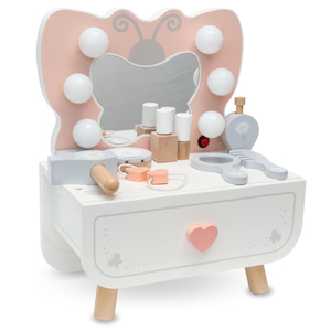 Drveni mini toaletni stolić s LED rasvjetom - Leptir