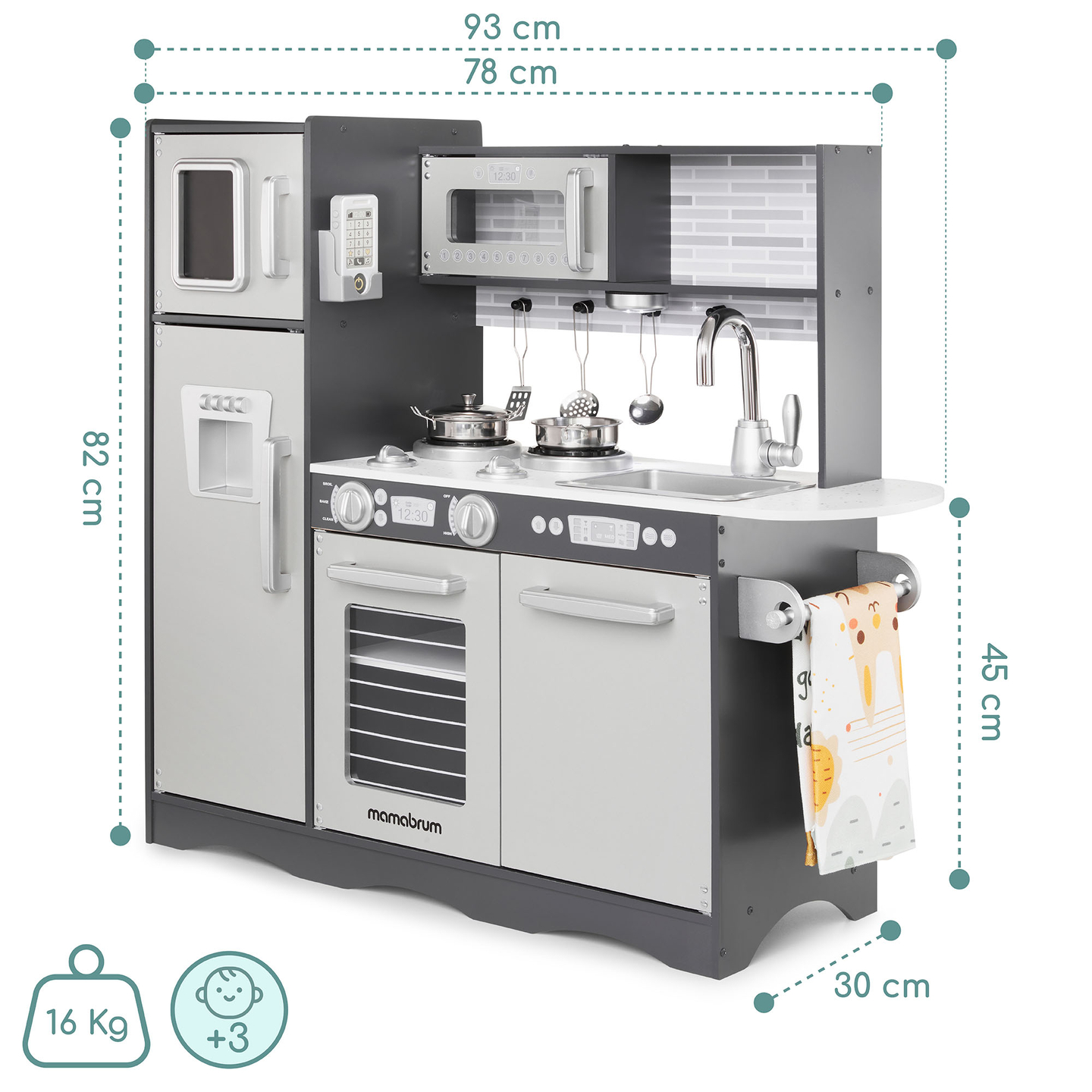 XXL drvena kuhinja s LED rasvjetom, pregačom i priborom