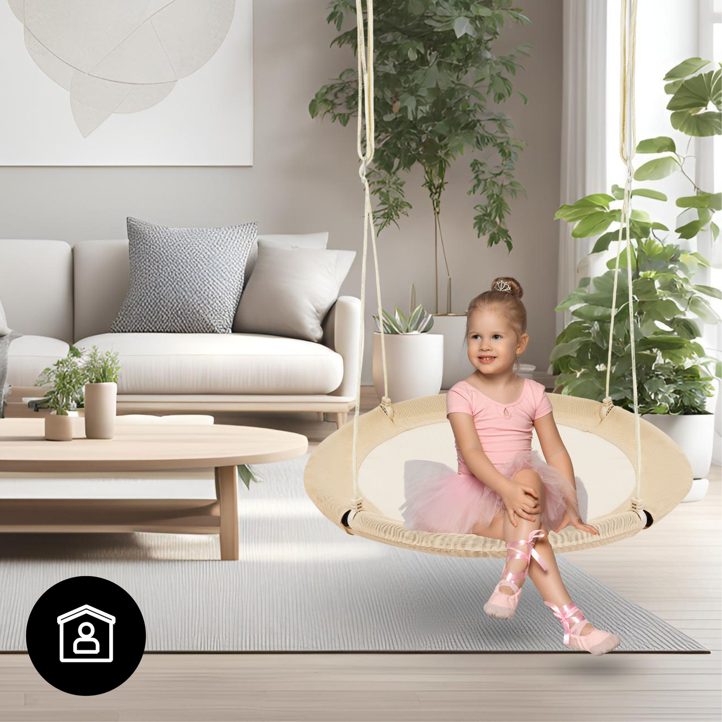 HyperMotion ljuljačka Rodino gnijezdo - promjer 100 cm, boho bež boja