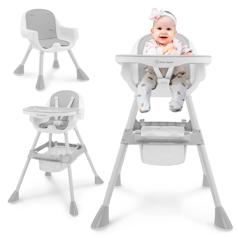 Moby-System Magnolia 2-u-1 podesiva stolica za hranjenje - siva