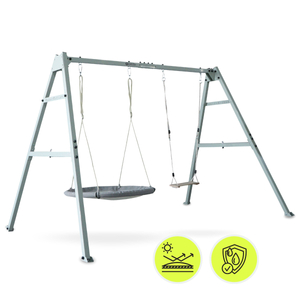 Dvostruka ljuljačka s priborom - čelični okvir - gavranovo gnijezdo, ljuljačka i viseća mreža