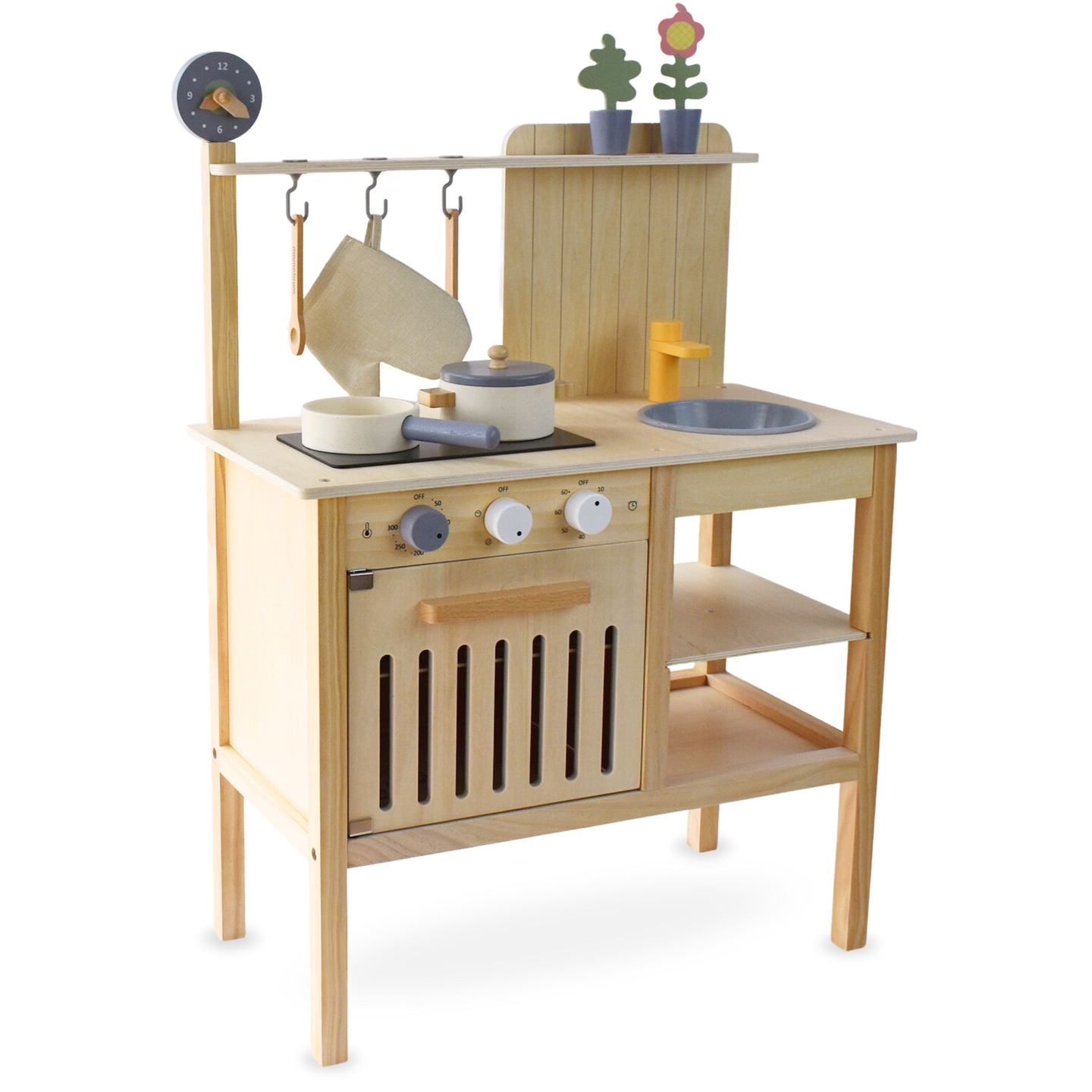 Drvena vrtna kuhinja s dodacima - prirodni boho