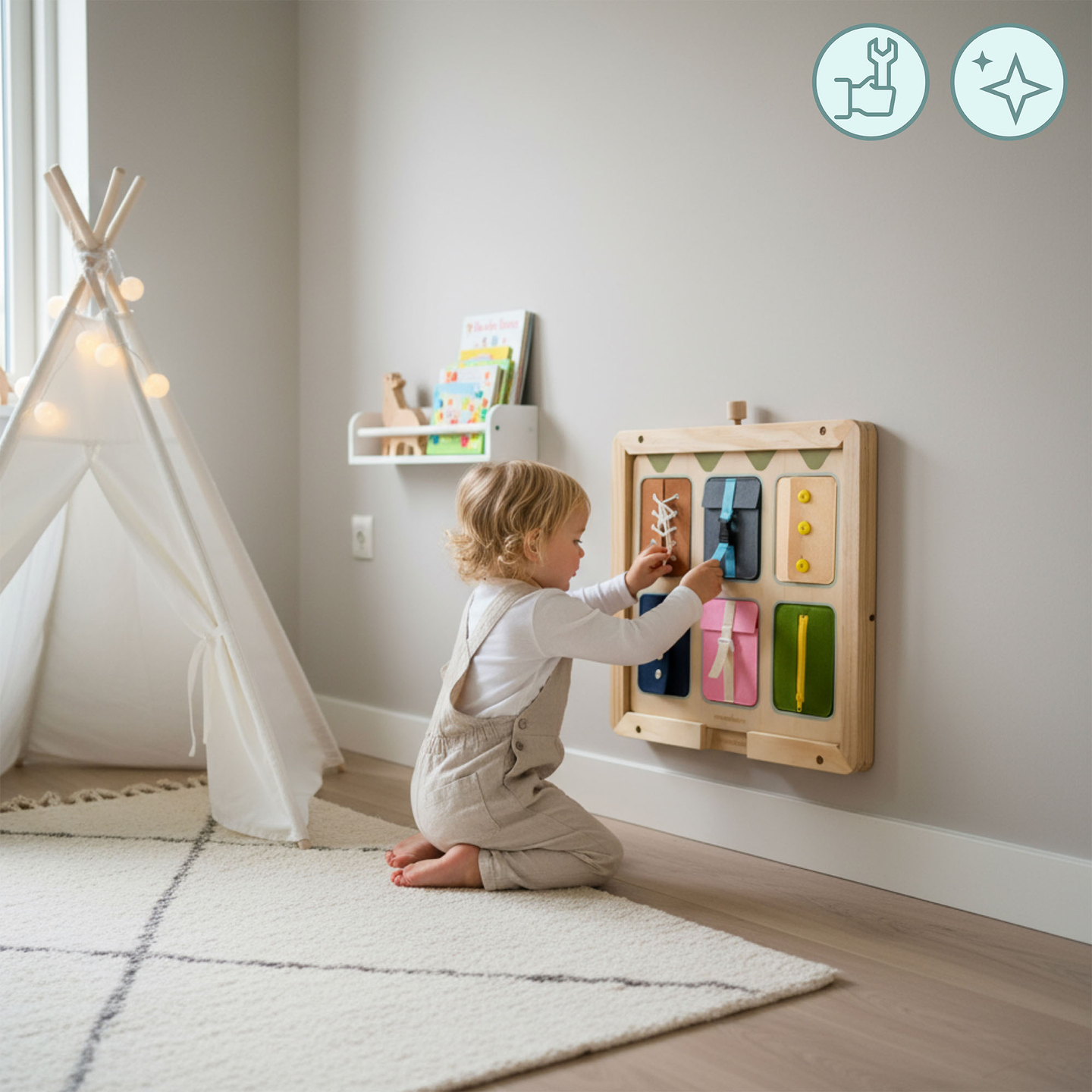 Drveni zidni okvir - za montažu Mamabrum edukativnih ploča