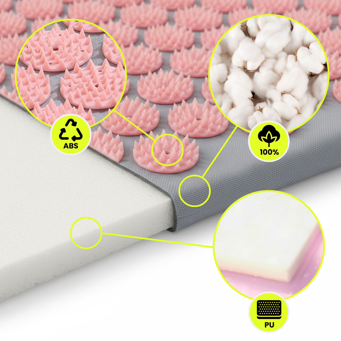 Prostirka za akupresuru s jastukom i navlakom - 72 cm HyperMotion siva i roza