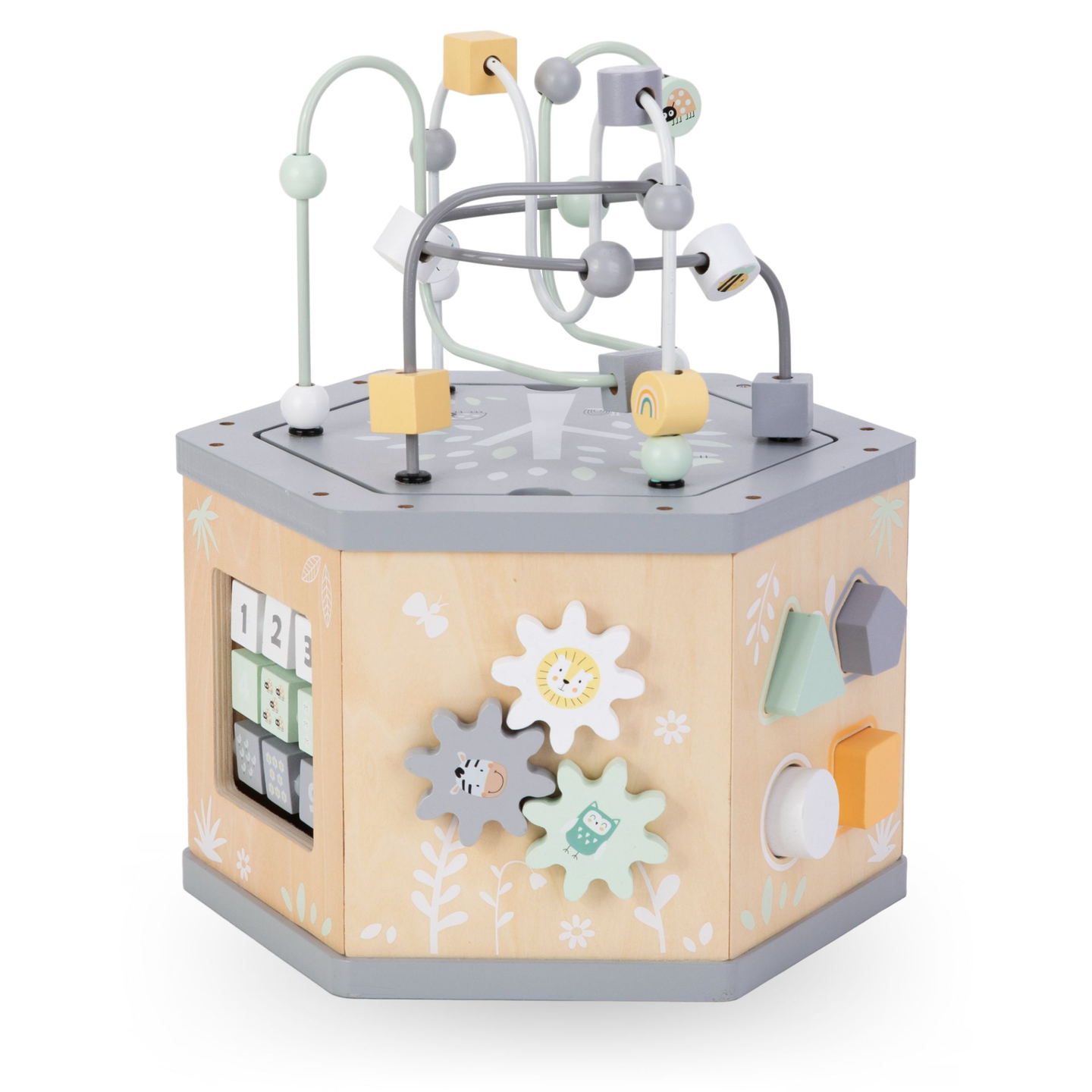 Drvena interaktivna edukativna kocka 7 u 1 - motorička petlja