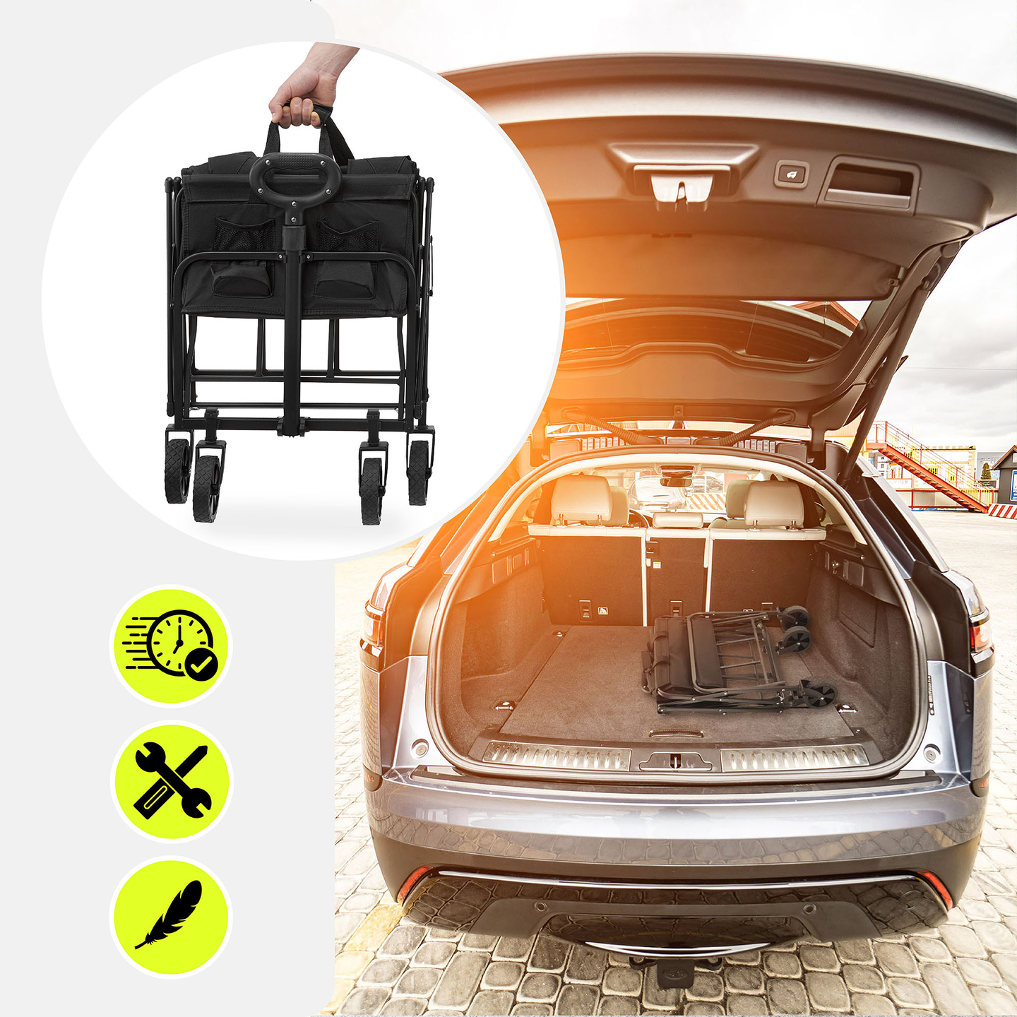 HyperMotion sklopiva kolica za plažu - crna, 80 kg