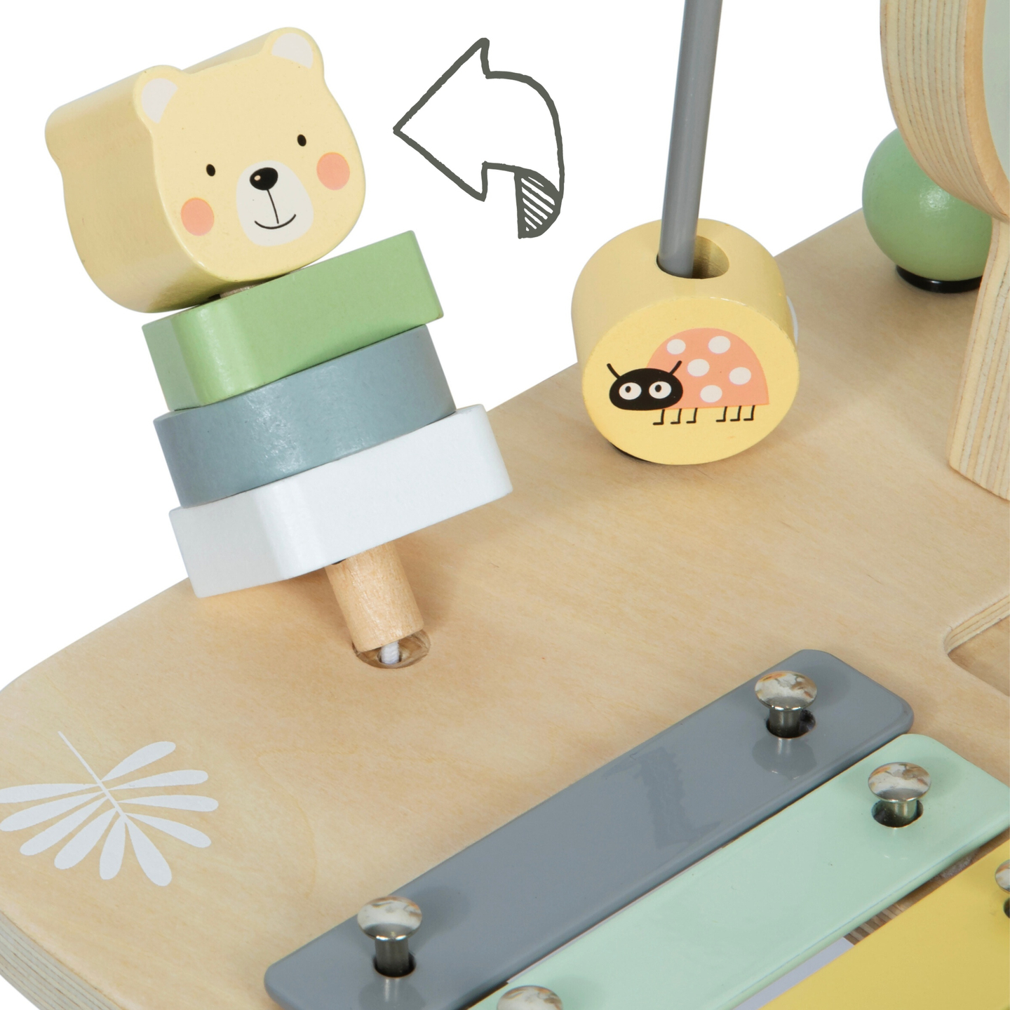 Drveni edukativni glazbeni stol 7 u 1 s činelama i gongom - divlja džungla