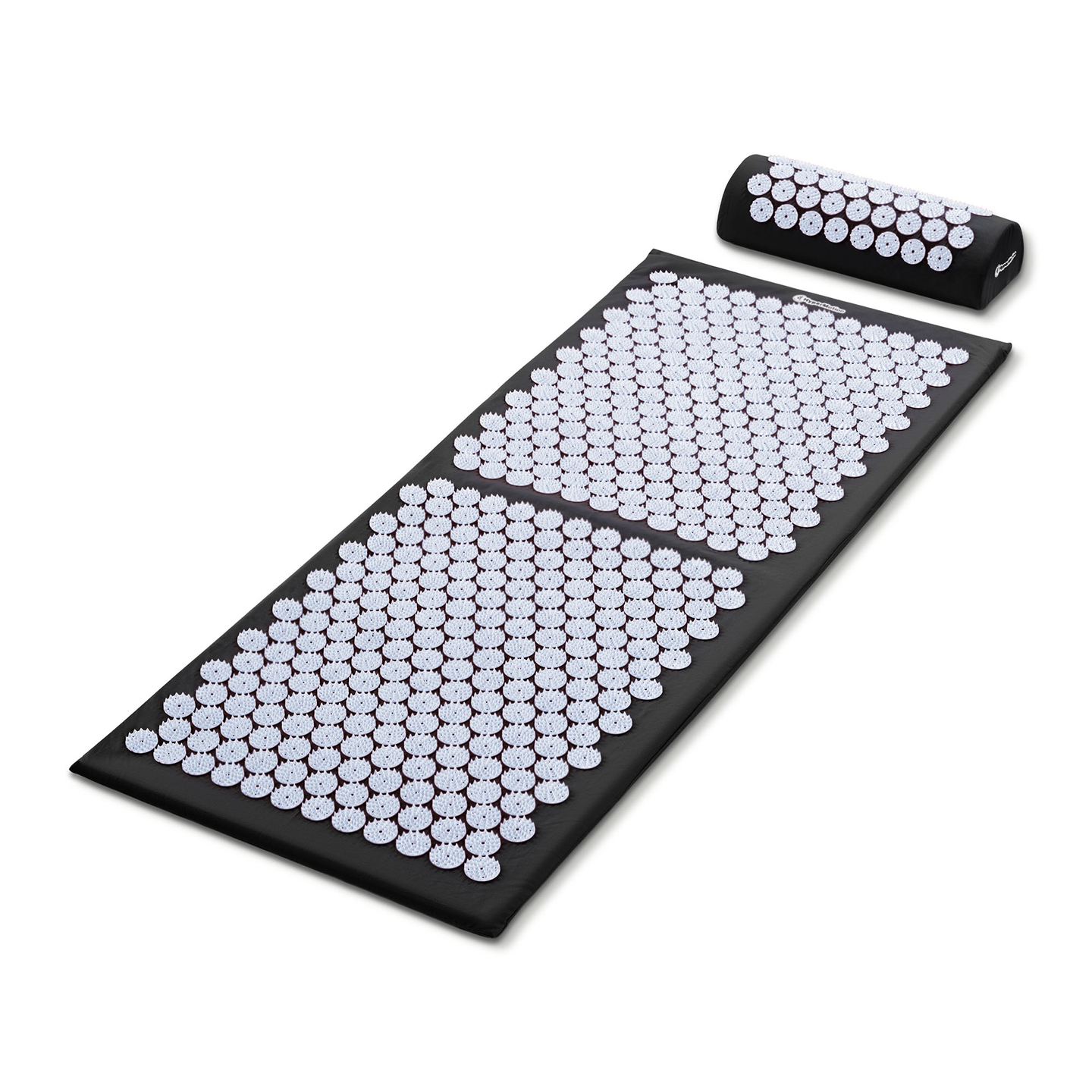 Velika akupresurna prostirka s jastukom i navlakom - 130 cm HyperMotion crno-bijela