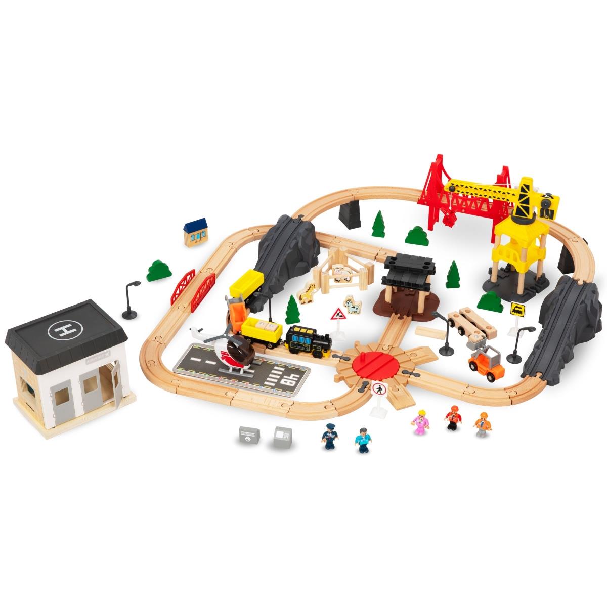 Drvena željeznica, vlak na baterije - Grad: tračnice, automobili, most, aerodrom