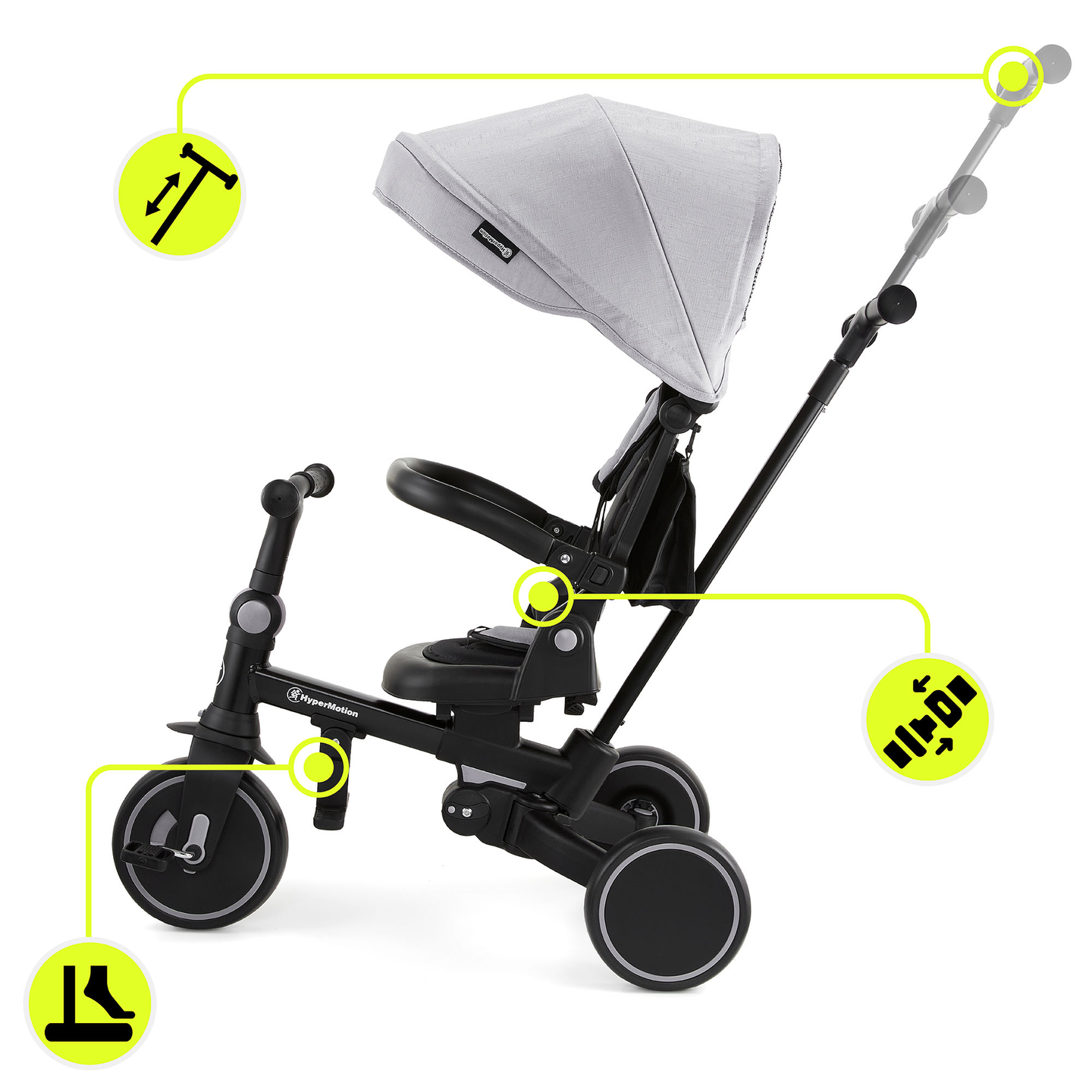 TOBI FOREST 8-u-1 višenamjenski tricikl - sivi