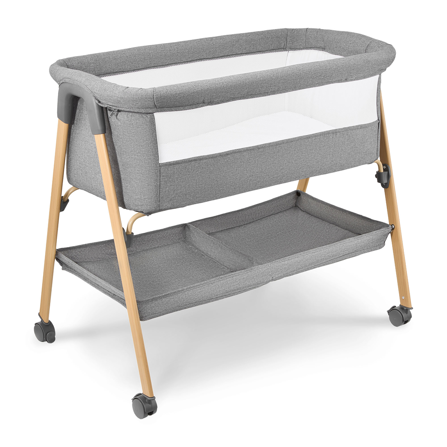 Dječji krevetić, samostojeći, putni krevetić, kolijevka s madracem - sivi
