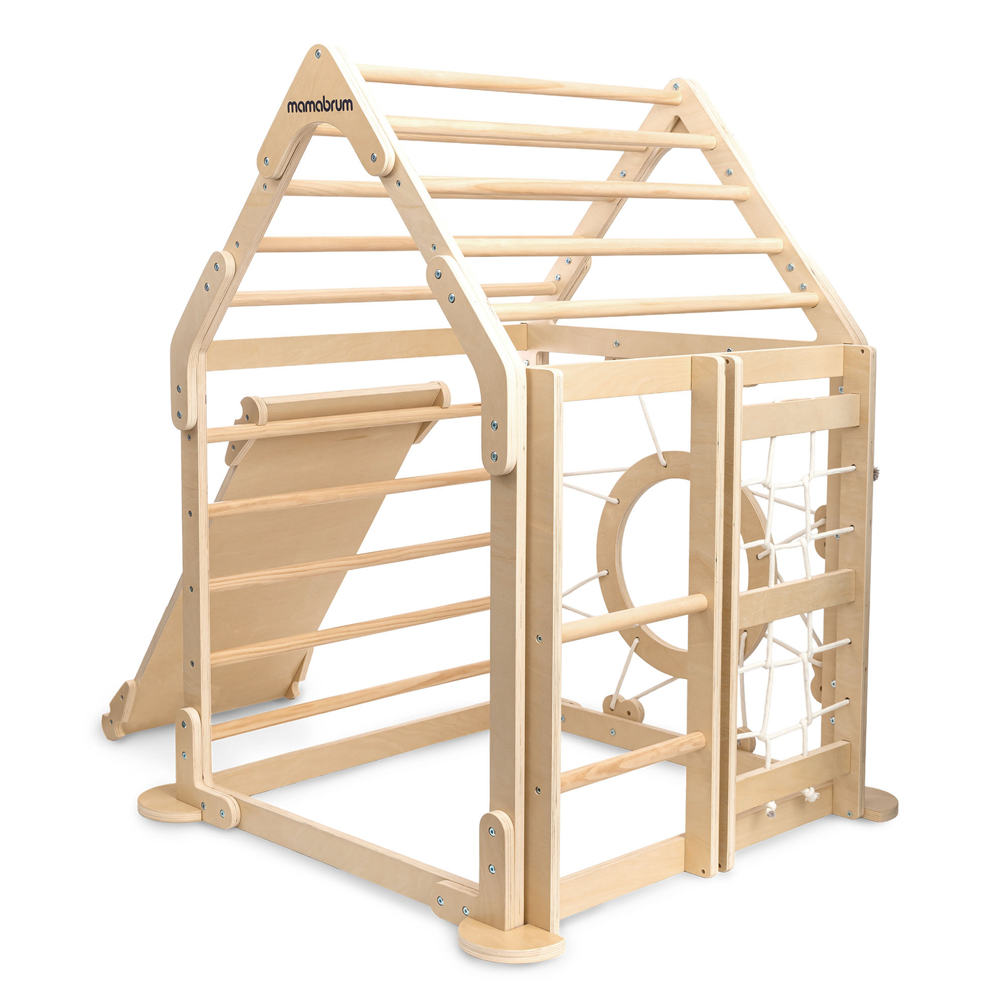 Drveno unutarnje igralište za djecu - kućica s ljestvama i toboganom