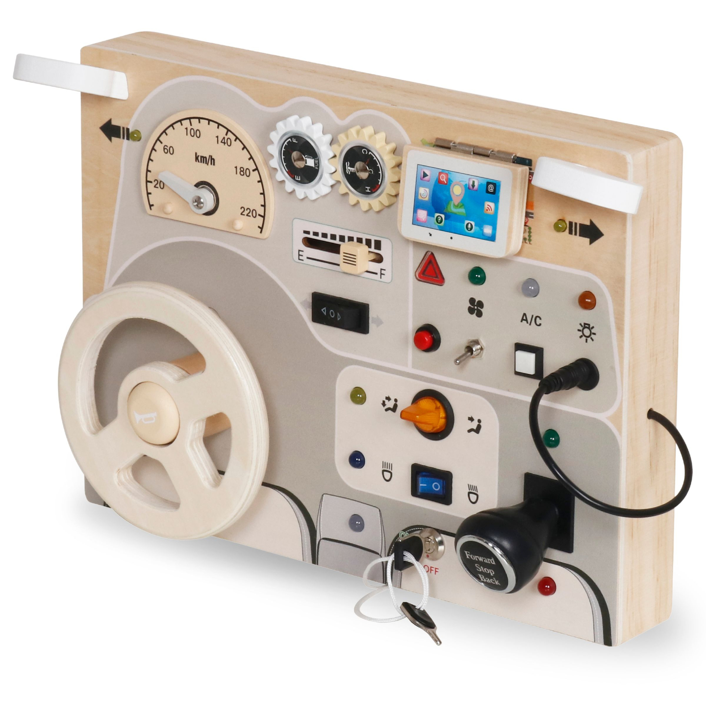 Drvena Montessori ploča za igru za malu djecu - Automobilska nadzorna ploča