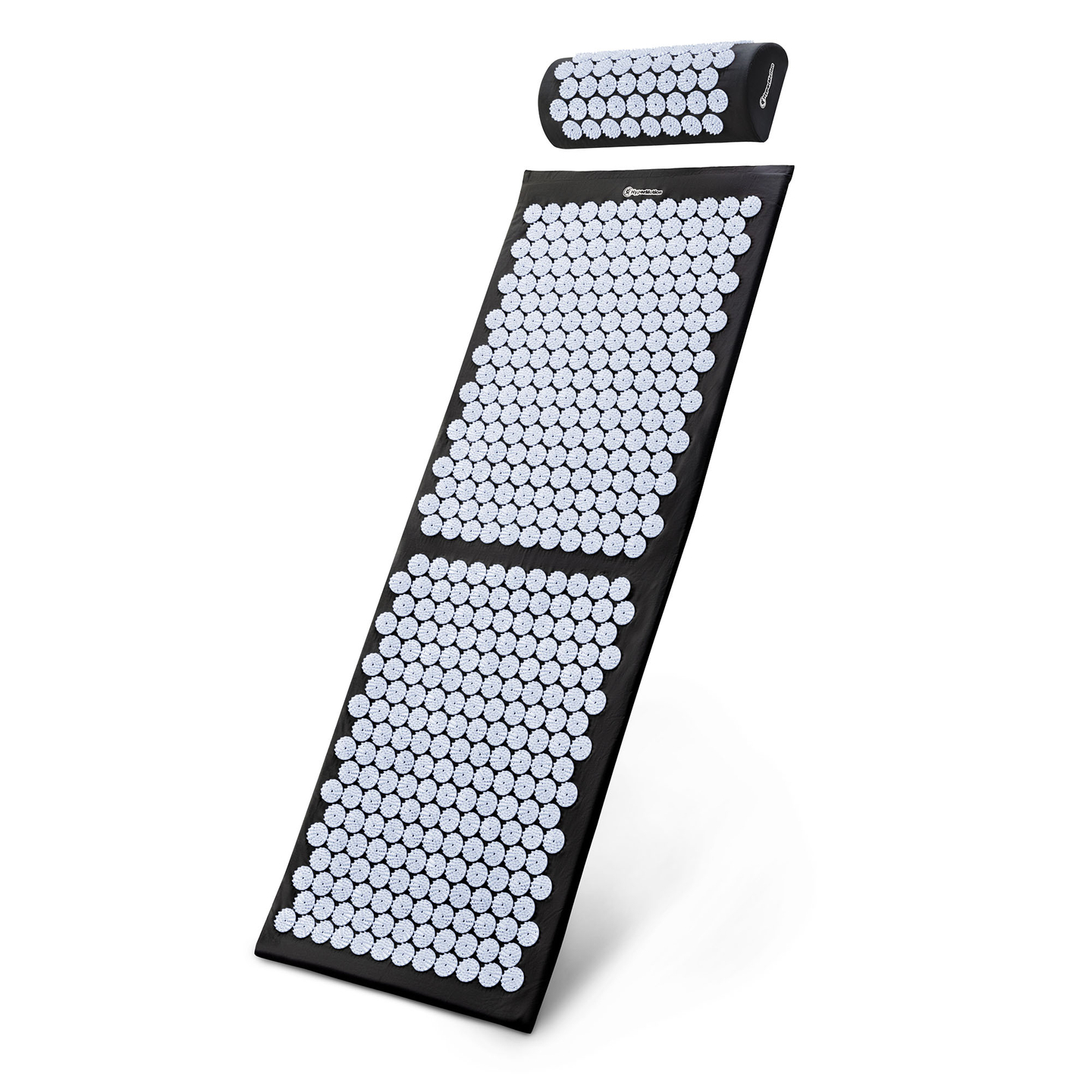 Velika akupresurna prostirka s jastukom i navlakom - 130 cm HyperMotion crno-bijela