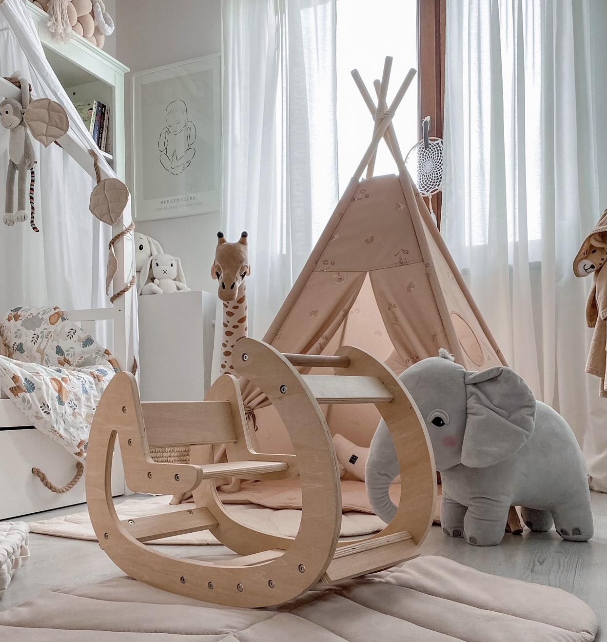 Montessori drvena ljuljačka - igralište - prirodno drvo - od 12 mjeseci.