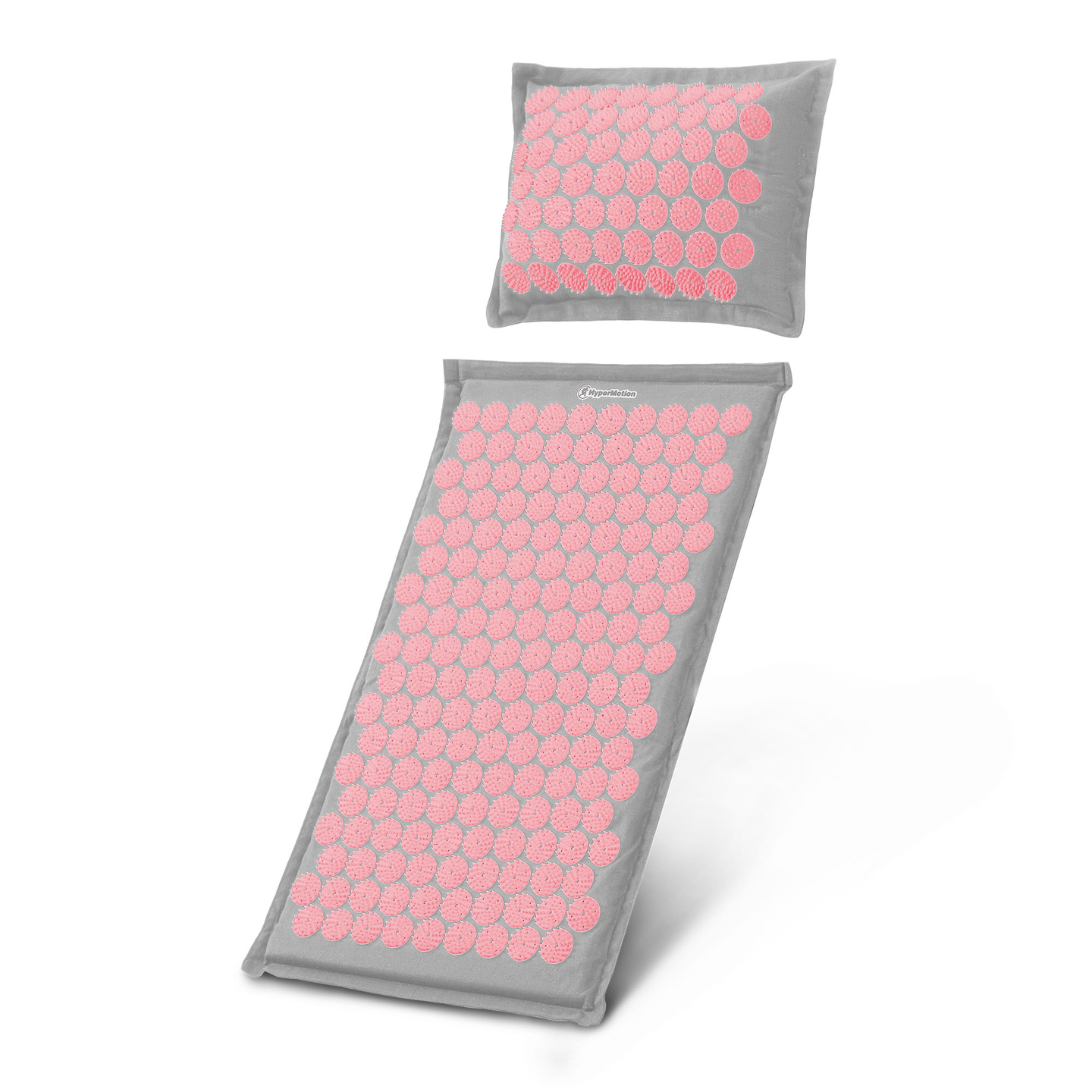 EKO lanena prostirka za akupresuru s kokosovim vlaknima i jastukom od heljde – 68 cm HyperMotion siva i ružičasta