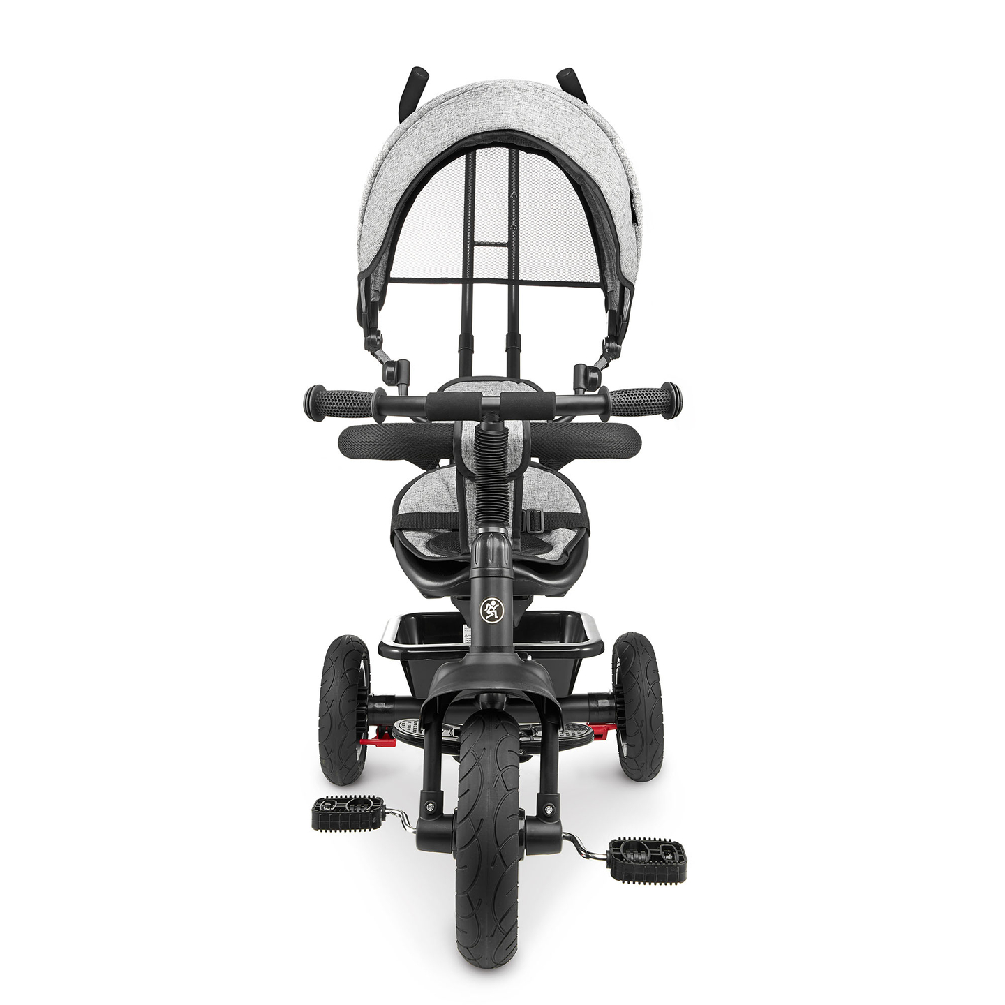 Tricikl za djecu 1-4 godine - TOBI FREY - siva boja - okretna - kotači na napuhavanje + guralica