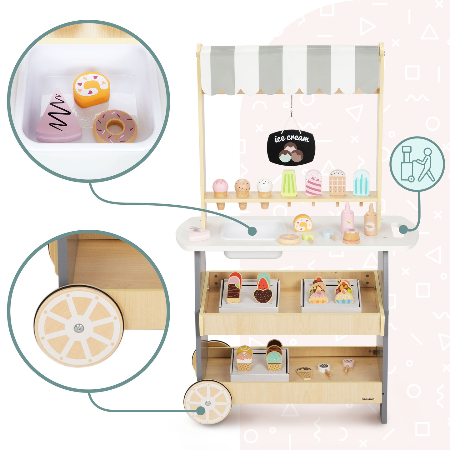 Drvena slastičarnica na kotače - kolica za sladoled