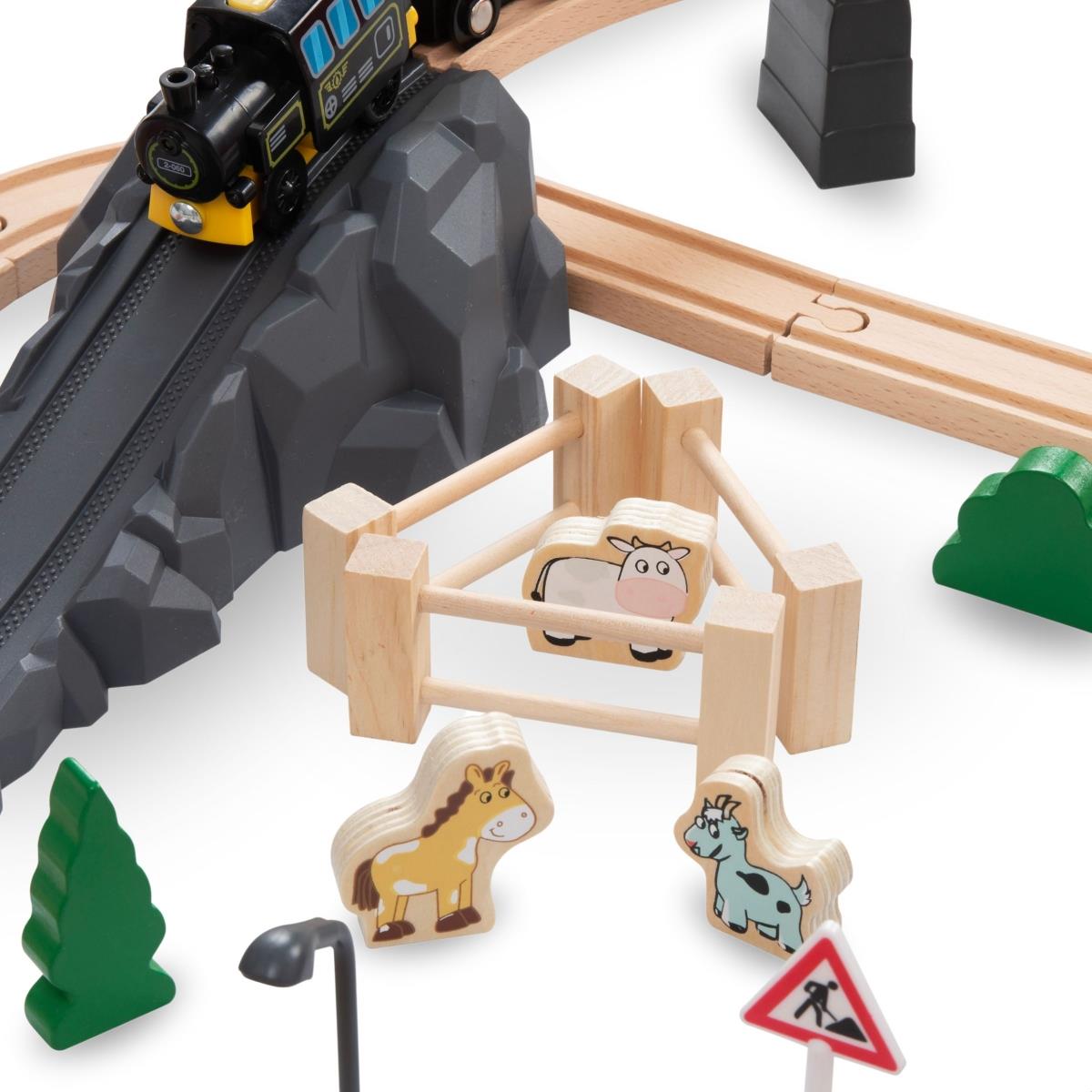 Drvena željeznica, vlak na baterije - Grad: tračnice, automobili, most, aerodrom