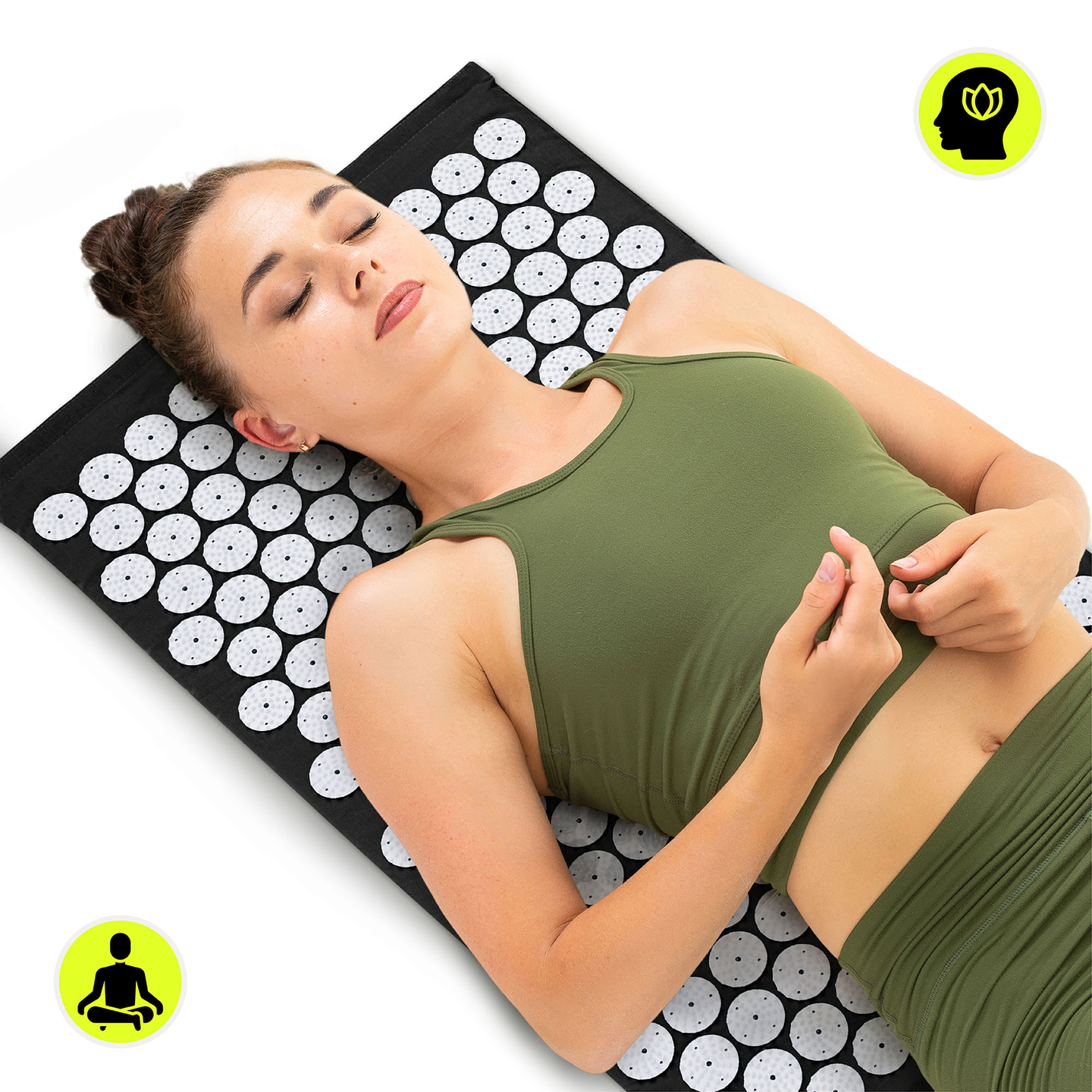 Prostirka za akupresuru s jastukom i navlakom - 72 cm HyperMotion crno-bijela