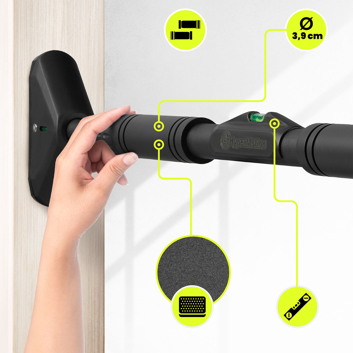 HyperMotion podesiva šipka za zgibove 70–100 cm, 200 kg, crna