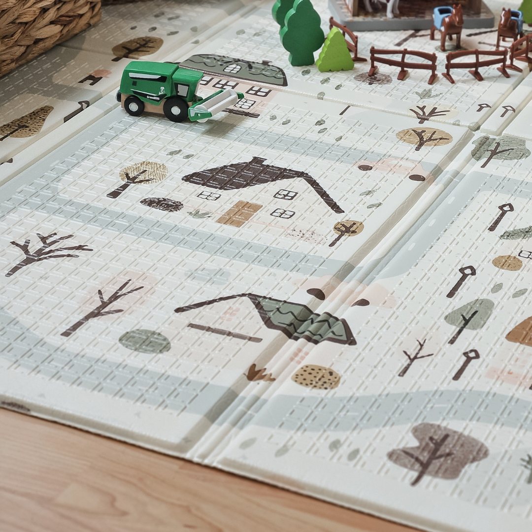 Dvostrana sklopiva pjenasta prostirka 180 x 120 x 1 cm - Charming town/Sand Beige