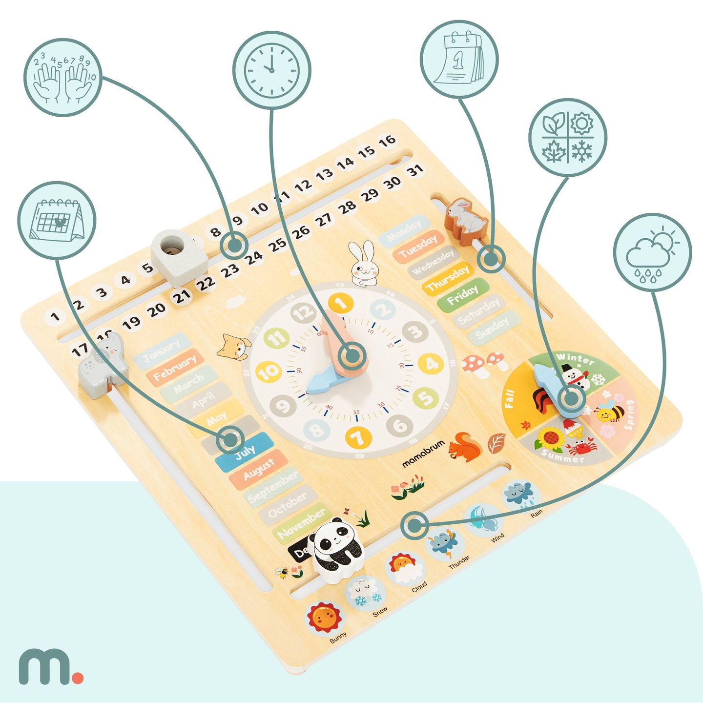 Drveni dječji kalendar 6u1