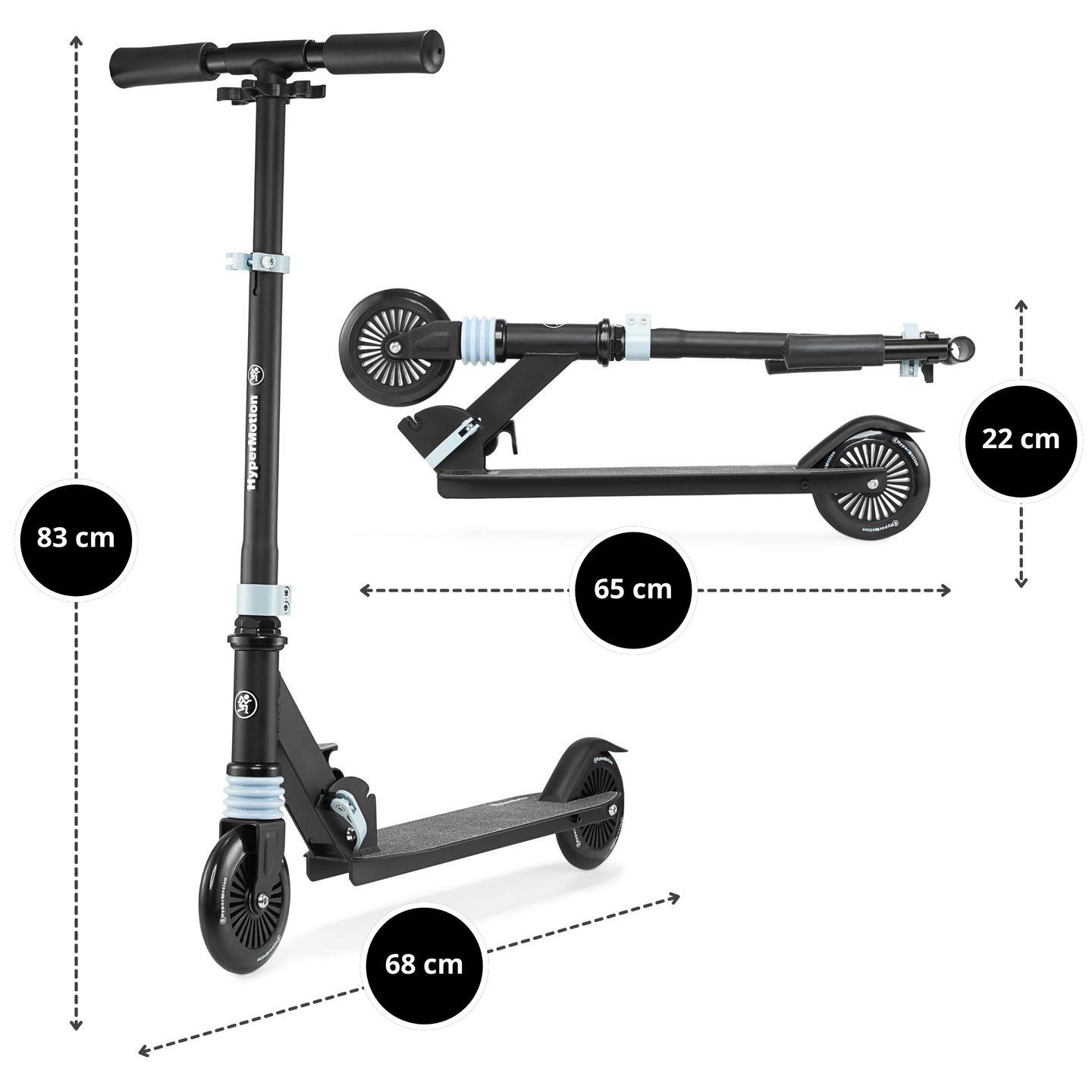 Skuter na dva kotača s amortizerom WALLY 4-9 godina HyperMotion, crno-zeleni