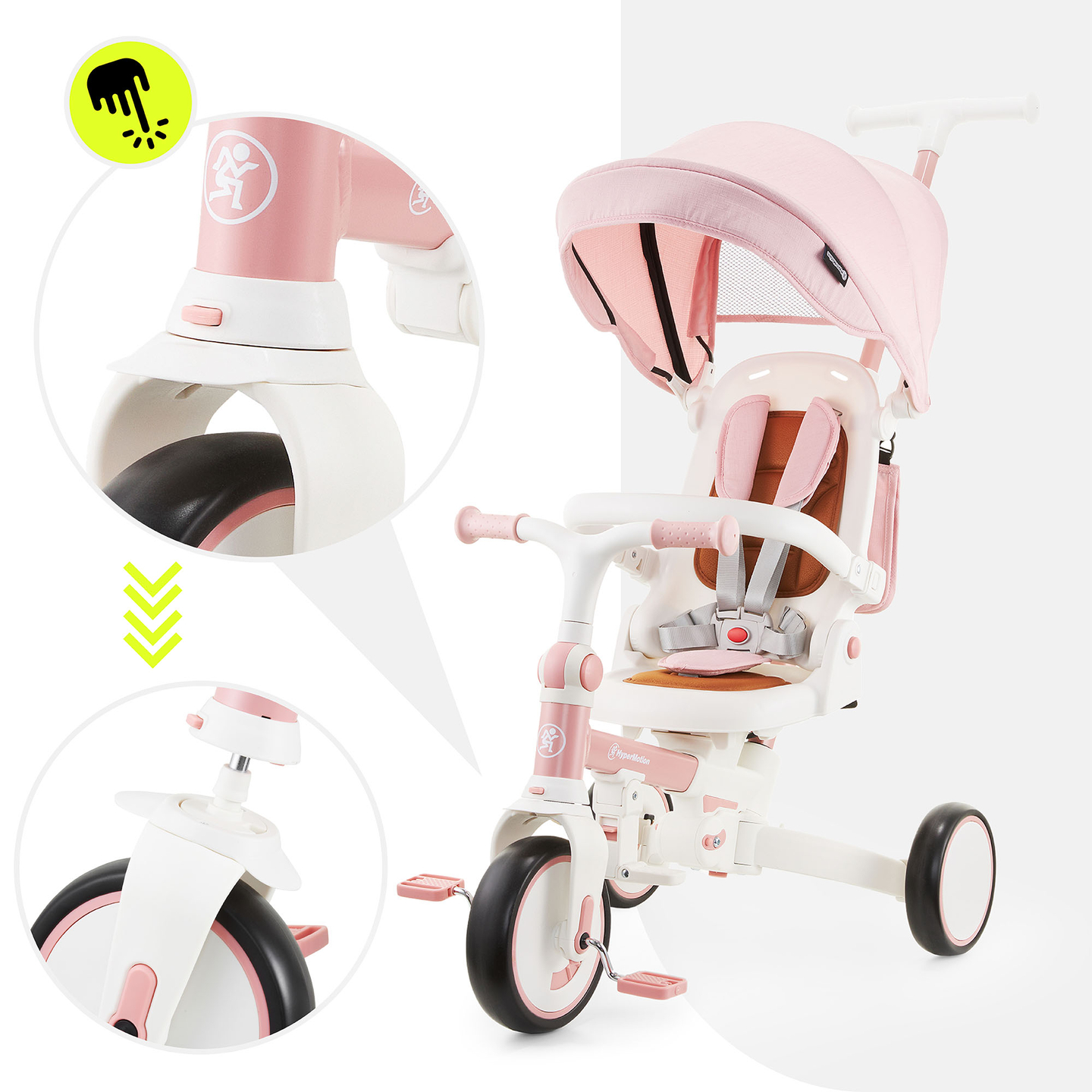 TOBI FOREST 8-u-1 višenamjenski tricikl - roza