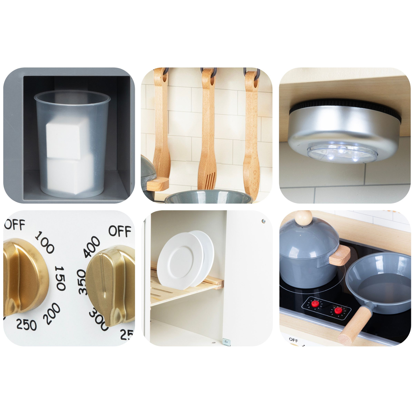 Interaktivna XXL drvena kuhinja s dodacima i LED rasvjetom - dvoetažna