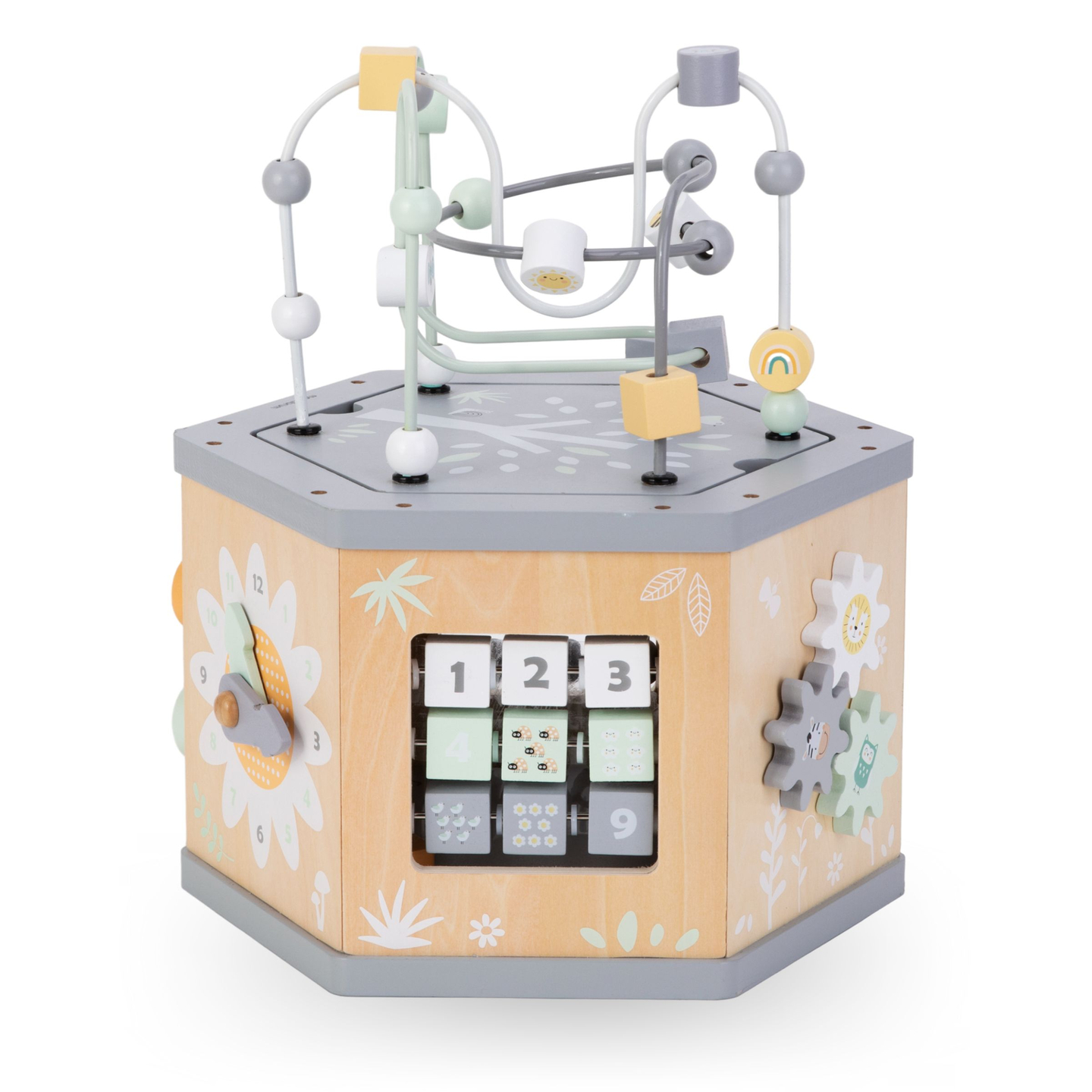 Drvena interaktivna edukativna kocka 7 u 1 - motorička petlja