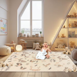 Dvostrana sklopiva pjenasta prostirka 180 x 120 x 1 cm - Magic Forest/Autumn Streets - boho