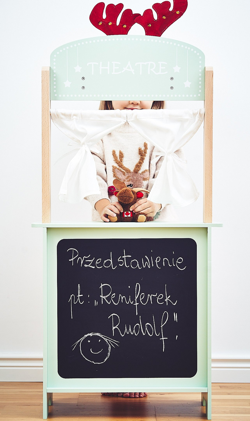 Velika drvena trgovina - štand i kazalište 2u1 s vagom, naplatnim terminalom, povrćem i voćem