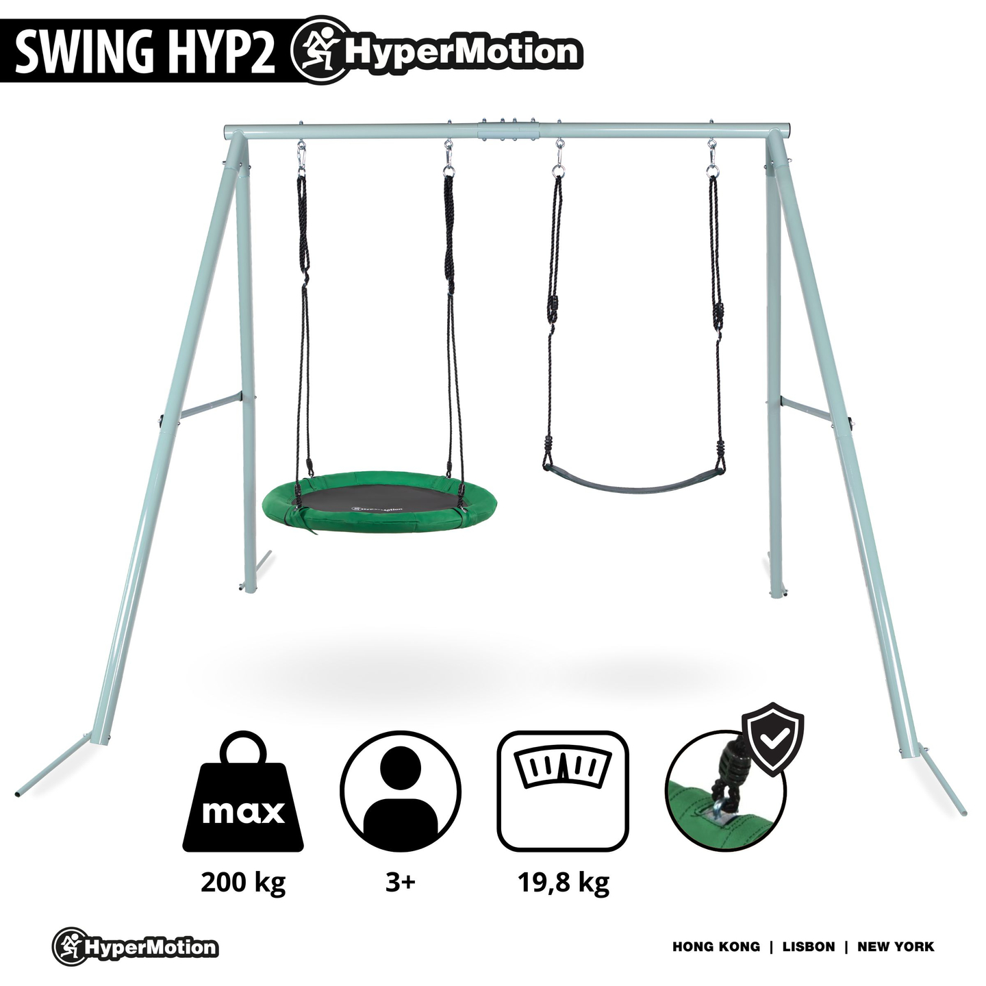 Dvostruka vrtna ljuljačka s okvirom i užadima - sjedalo i gnijezdo za rode