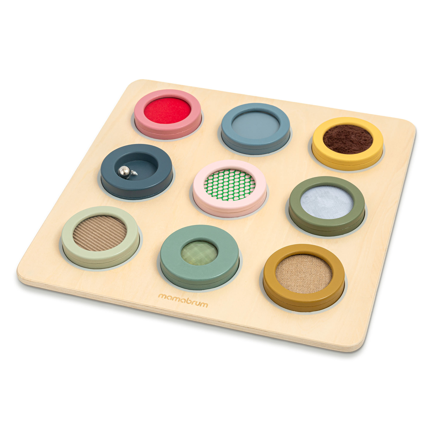 Drvena Montessori senzorna ploča – 9 tekstura za otkrivanje i razvoj osjeta dodira