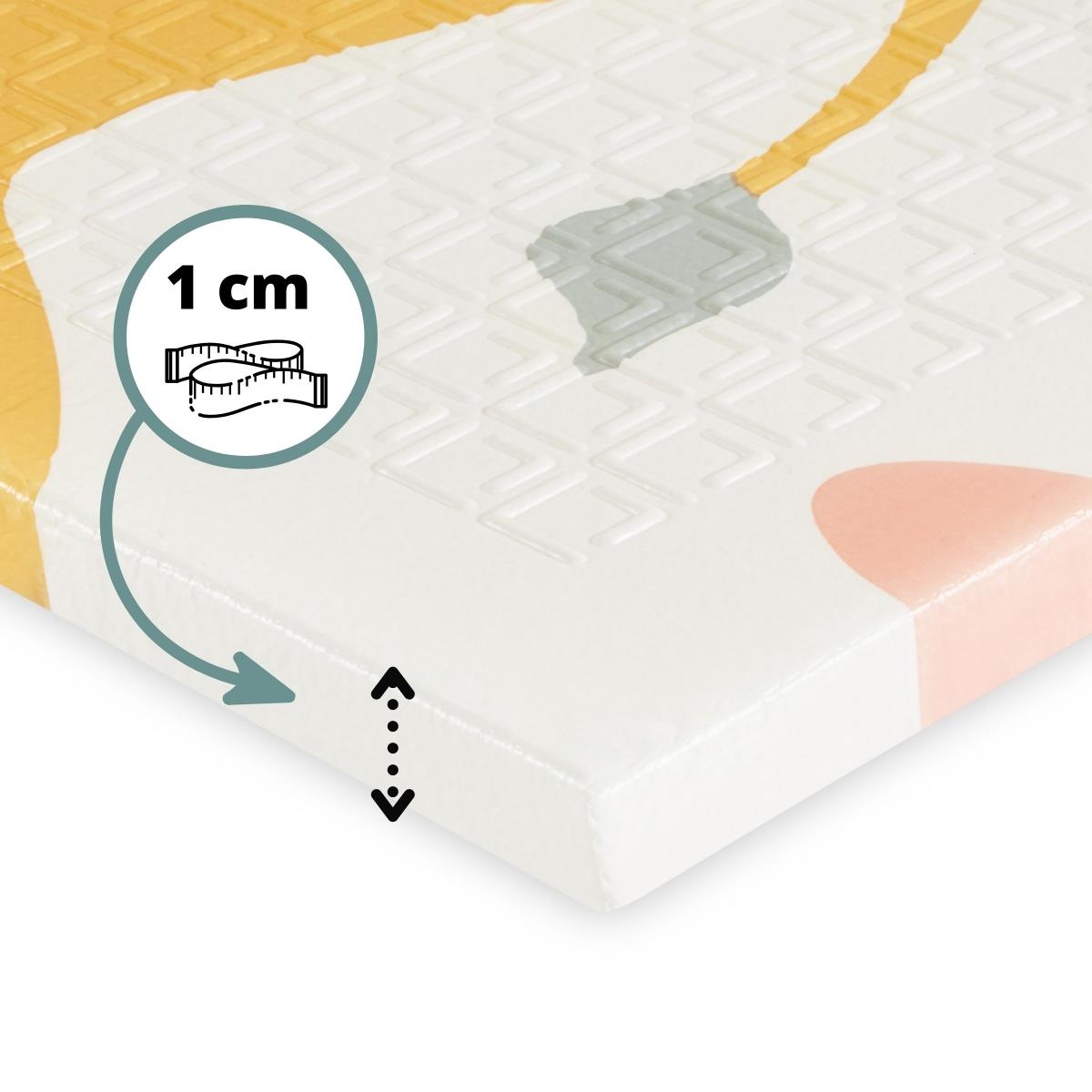 Dvostrana sklopiva pjenasta prostirka 180 x 120 x 1 cm - egzotični slonovi/jednobojna siva