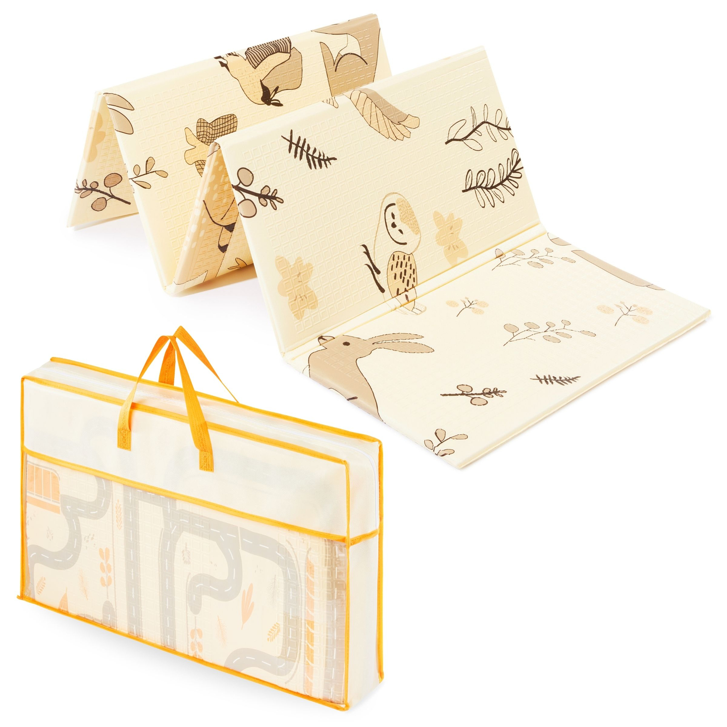 Dvostrana sklopiva pjenasta prostirka 180 x 120 x 1 cm - Magic Forest/Autumn Streets - boho