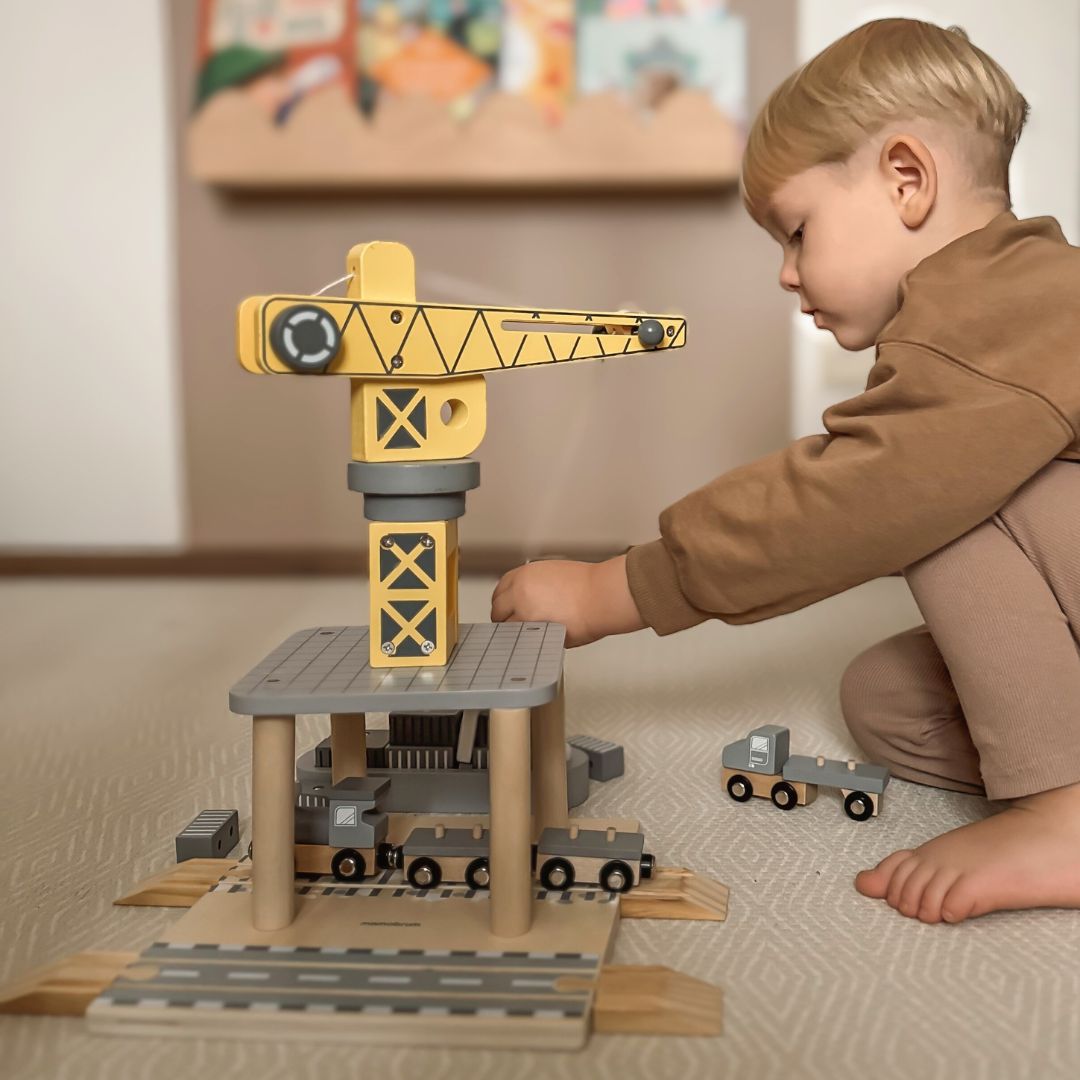 Pokretna lučka dizalica s magnetnim vitlom i priborom - drveni set