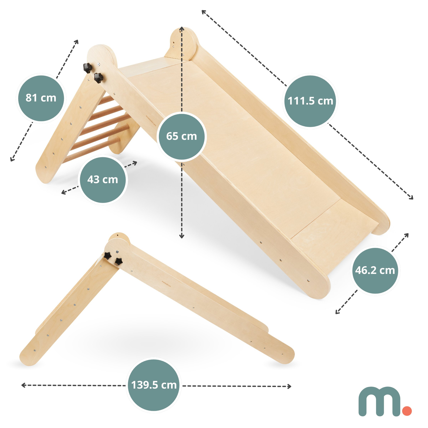 Drveni tobogan sa ljestvama za djecu