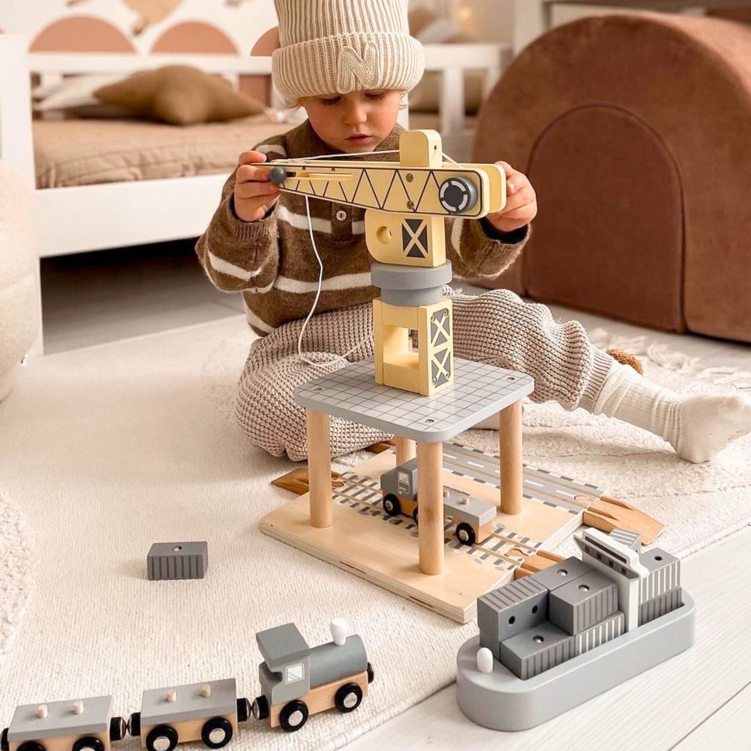 Pokretna lučka dizalica s magnetnim vitlom i priborom - drveni set